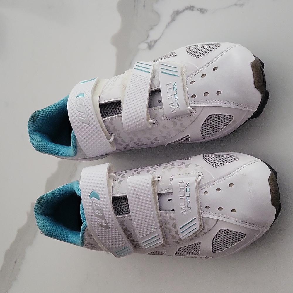 White cycling shoes